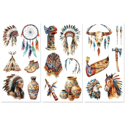 Peacoblue Native American Rub On Transfers for Furniture Craft 6"x12" - style: Indian Native American