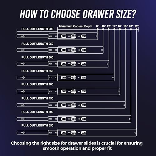 8 Inch Drawer Slides 1 Pairs (2pcs) Side Mount Rails - Heavy Duty Full Extension Ball Bearing – Drawer Slide Glides for Cabinet Kitchen, Dresser Runners - Draw Slides Sliders 100Lb Capacity - color: Silver, size: 8 Inch