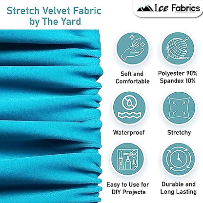 Ice Fabrics Stretch Velvet Fabric by The Yard - 60" Wide Soft Stretchy Fabric for Sewing Clothes, Apparel, Costume, Crafts - 90% Polyester 10% Spandex - Navy Blue - 1 Yard - color: Navy Blue, size: 1 Yard