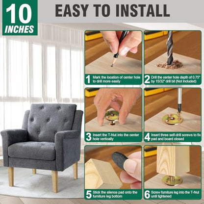 FoDau770 Square Furniture Legs 10 Inch, Ash Wood Legs with 5/16"-18 Bolts - size: 10 Inch