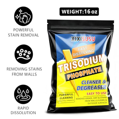 Strength Trisodium Phosphate-Based Cleaner & Degreaser | Heavy-Duty Formula for Pre-Paint Cleaning, Walls, Floors & Decks | Cuts Grease, Soot & Stains | 16 Ounce - size: 16 Ounce (Pack of 1)