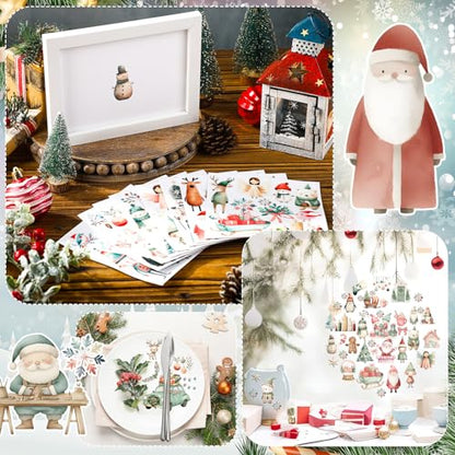 BBTO 12 Sheets Christmas Rub on Transfers for Crafts - style: Cute