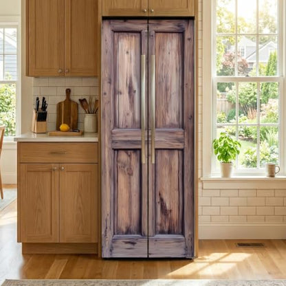 arricraft 2 Sheets Self-Adhesive Door Sticker, 31.5x78.7inch Dilapidated Wooden Doors Pattern Door Murals Stickers PVC Removable Wallpaper Decoration for Bedrooms Living Room - style: Dilapidated Wooden Door