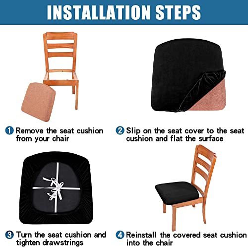 Smiry Velvet Seat Covers for Dining Room Chair Set of 4 - color: Black, size: Set of 4