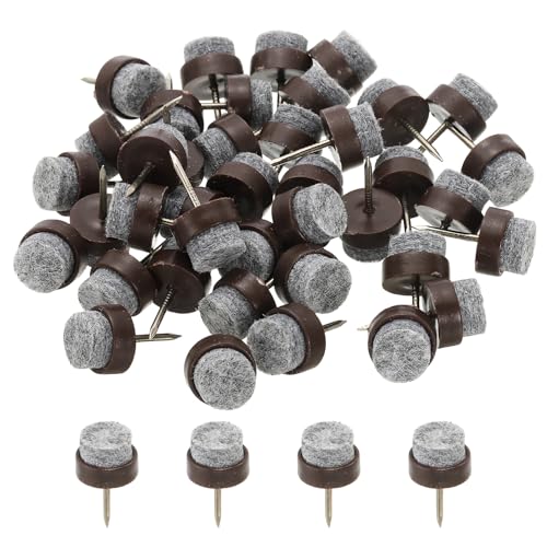 PATIKIL 14 mm Nail-on Felt Pads 40Pcs Round Felt Furniture Sliders Brown - color: Brown, size: 14 mm