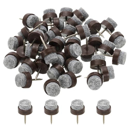 PATIKIL 14 mm Nail-on Felt Pads 40Pcs Round Felt Furniture Sliders Brown - color: Brown, size: 14 mm