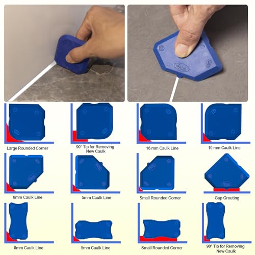 Caulk Application Tool Kit Sealant Finishing Tool Set Silicone Profiling Kit 9 Pcs, Caulk Spreader Silicone Smoother Caulking Edger Tool for Tile Siding Window Sink Joint
