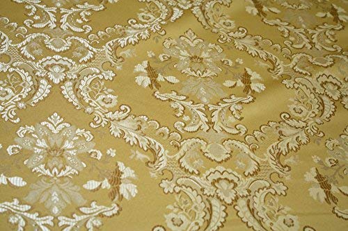 Damask Upholstery and Drapery, Jacquard Fabric Sold By the Yard-FABRIC GIFT LA (Gold) - color: Gold