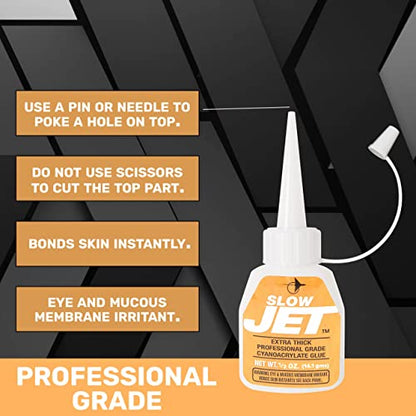 Jet Glue Slow Jet - Thick Industrial Strength CA Glue - Provides Maximum Strength to Laminations - Gap Filler Super Glue - size: .50 oz