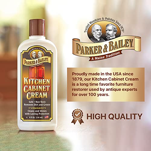 Parker & Bailey Kitchen Cabinet Cream - Multisurface Wood Cleaner And Polish Furniture Quick Shine Restorer Protector Surface, House Cleaning Supplies Home Improvement 8oz - size: 8 Ounce (Pack of 1)