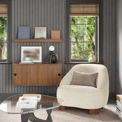 CRE8TIVE 24"x118" Dark Grey Faux Slat Wood Panels for Wall Peel and Stick - size: 24"x118"