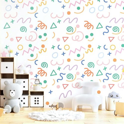200 Pcs Geometric Wall Decals for Playroom Decor - style: Geometric Lines