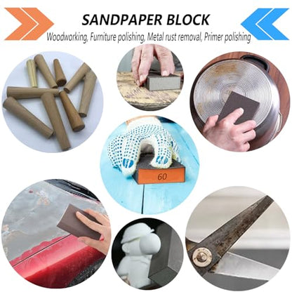 10-Pack Sanding Sponge, Five Grits Per Pack (60/80/120/180/220), Washable & Reusable Sanding Block for Wood, Drywall, Metal, and Glazing, Ergonomic Hand Sanding Tool