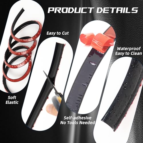 Flexible Quarter Round Molding Trim - Peel and Stick Silicone Caulk Strip - color: Black, size: 472 Inch