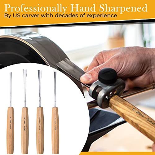 Schaaf Wood Carving Tools 4-pc Wood Chisel Set, Fishtail Gouges, Sharpened - color: Professionally Sharpened 4 Piece Fishtail Set