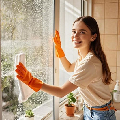 Latex Free Nitrile Cleaning Gloves, Large, 3 Pairs - color: Orange+pink+red, size: Large
