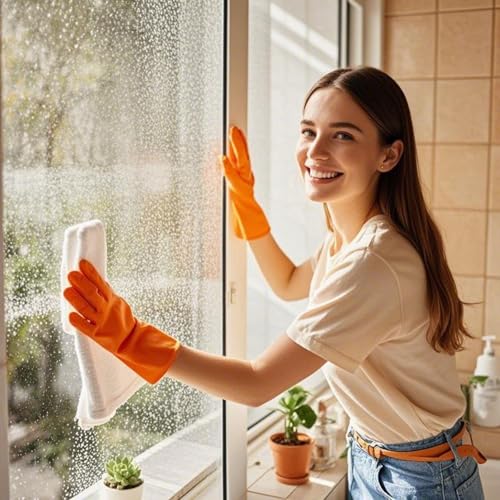 Latex Free Nitrile Cleaning Gloves, Large, 3 Pairs - color: Green+pink+orange, size: Large
