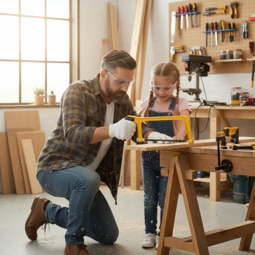 6 Inch Mini Hacksaw and Mitre Block Set, Adjustable Miter Box and Saw Set with 2 Spare Blades, Aluminum Cutting Saw Hack Saws for Woodworking, Hacksaw, Metal Cutting (Yellow) - color: Yellow
