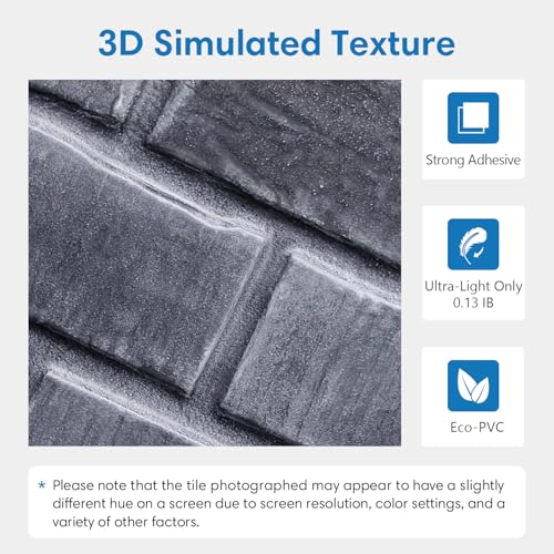 COMSTICKC 3D Faux Brick Wall Panels Peel and Stick, 10 Pcs 11.8" x 11.8" - color: Gray-1
