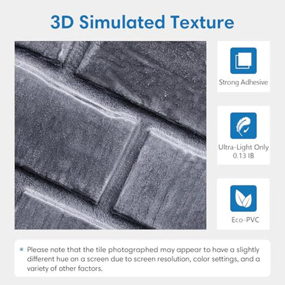 COMSTICKC 3D Faux Brick Wall Panels Peel and Stick, 10 Pcs 11.8" x 11.8" - color: Gray-1