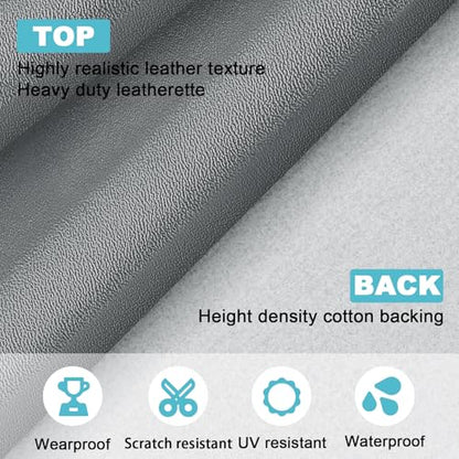 Grey Faux Leather Fabric 79"×55" Smooth Grain Upholstery Vinyl - color: Gray Smooth Grain, size: 79"x55" (200cm x 140cm)