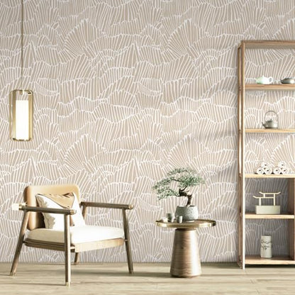 Guvana Beige Peel and Stick Wallpaper Boho Beige and White Contact Paper - color: Beige and White, size: 17.3" x 197"