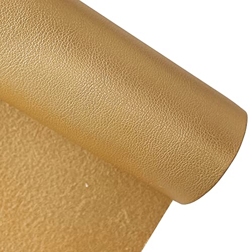 Faux Leather Fabric 1 Yard 54" x 36" Soft Solid Color Crafts Material 0.9mm Thick Perfect for Upholstery Covers, Bags, Leather Clothing and Accessories (Gold) - color: Gold