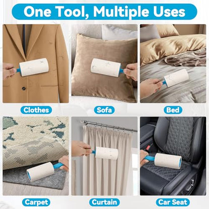 Lint Roller for Pet Hair, 1200 Sheets, 2 Handles, Extra Sticky - size: 2 Handles + 8 Refills + 1200 Sheets