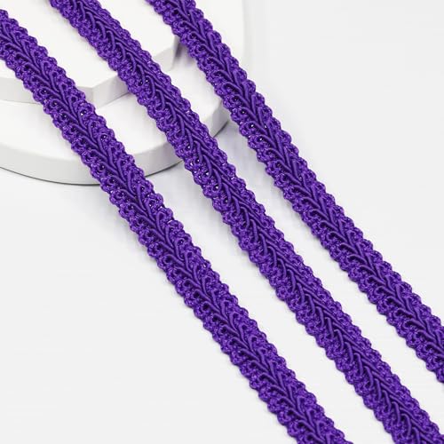 Gimp Purple Braid Trim 12Yards 12mm/0.47inch Fabric Decorative Webbing for All Kinds of Sewn Garments, Curtains,Lampshade, Sofa DIY Sewing and Crafting (Purple-12mm) - color: Purple-12mm, size: 12mm