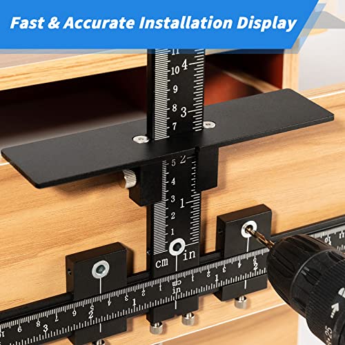 14-Piece Cabinet Hardware Jig Tool Set, Aluminum Alloy Cabinet Handle Template Jig Tool of Drawer Front Knobs, Handles and Pulls, Door