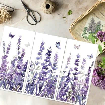 OLYCRAFT 3Pcs/Set Lavender Rub on Transfers for Furniture and Crafts 6x12 Inch Purple Flowers Furniture Decals Decor Butterfly Furniture Transfer Stickers for Wood Furniture Decor Scrapbooking - style: Lavender