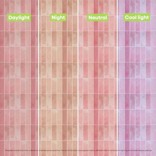 Select 5 Pack Peel and Stick Backsplash Square Tiles, 12x12 in, Pink - color: Pink, size: Rectangle Shape