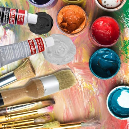 Rub 'n Buff Silver Tones and Pixiss Wax Brushes - 15ml of Silver Leaf, Pewter, Ebony - Gilding Wax Paint with Customizable Sheen - Dries Quick to a Metallic Finish - Round and Flat Boar Hair Bristles - color: Silver Leaf, Pewter, Ebony