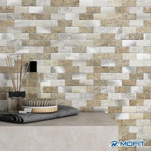 Peel and Stick Backsplash Stone Tiles Castle Brown 10pcs - color: Castle, size: 10sheets