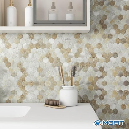 Peel and Stick Backsplash Hexagon Marble Tiles Castle Brown 5pcs - color: Castle Brown, size: 5sheets