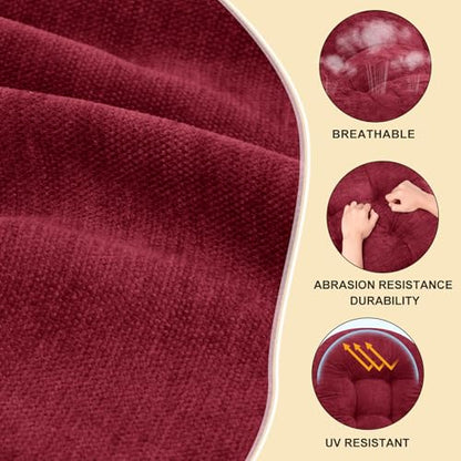 Rocking Chair Cushion, High Back, 44 x 19 x 4 Inch, Deep Red - color: Deep Red