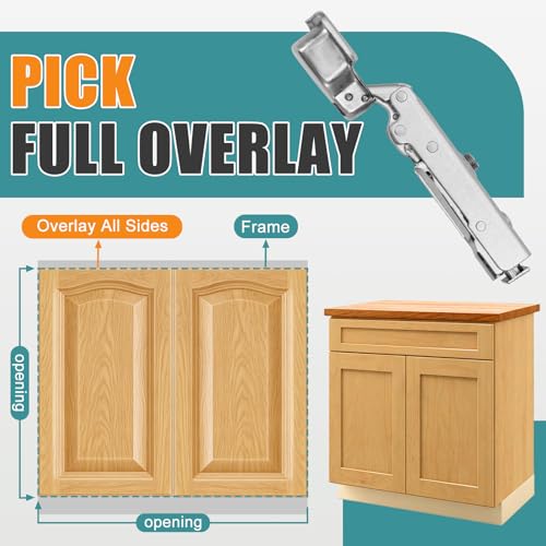 HBL' Soft Close Hinges for Frameless Cabinets, 110°, 35mm Cup, 50 Pack - size: Full Overlay