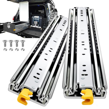 YENUO Locking Heavy Duty Drawer Slides Full Extension 12–60 Inch 500 LB - size: 12 Inch, style: Load:500 lb (With lock) -W:76mm