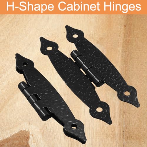 12 Pcs H-Shape Cabinet Hinges, Black Hammercraft Flat Flush Mount - color: Black, size: 12 Pack