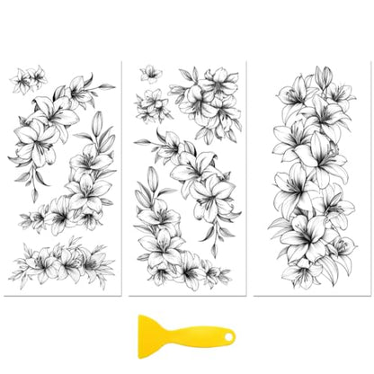 Peacoblue Black White Lilies Rub On Transfers for Furniture Craft 6"x12" - style: Black and White Lilies