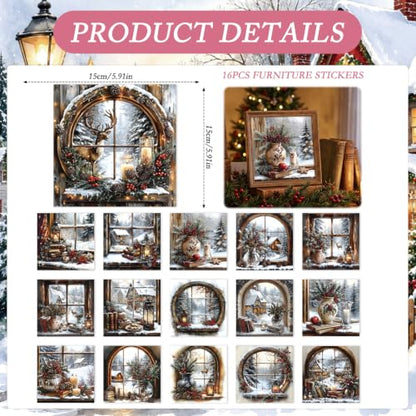 16 Pcs Christmas Rub on Transfers for Crafts Furniture - color: Christmas