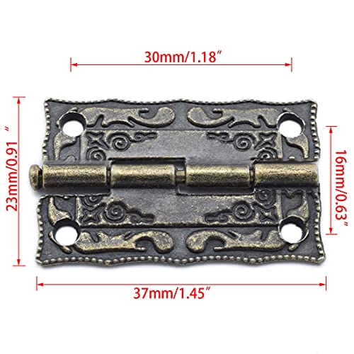 Antique Bronze Decorative Hinges Pattern Carved Design - color: 36 x 23 mm Back Engraving