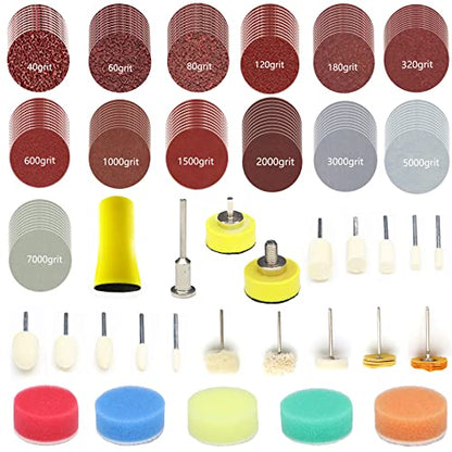 149pcs 1inch Sandpaper 40-7000grit Sanding Disc with Polishing Buffing Wheel Set Shank Backing Pad,Polishing Pads and Buffering Pad for Drill Grinder Rotary Tools, Wood Metal Jewelry - style: 1inch-149pcs