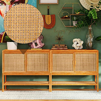 Cane Rattan Webbing Roll, 3.28ft x 15.7inch Woven Open Rattan Mesh Natural Rattan Webbing for Caning Projects Square Hollow Wide Rattan for DIY Crafts Cabinet Chair Furniture - size: 3.28ft x 13.8inch