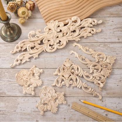 Croblissful 8 Pcs Wood Appliques and Onlays, Rustic Style, Large Size - size: Large Size, style: Rustic Style