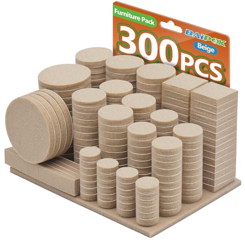 Furniture Pads 300 Pack Furniture Felt Pads for Hardwood Floors, Beige - size: Beige
