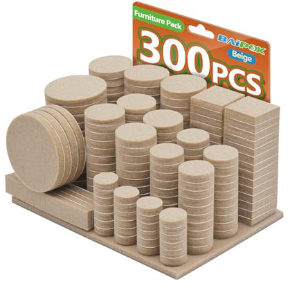 Furniture Pads 300 Pack Furniture Felt Pads for Hardwood Floors, Beige - size: Beige