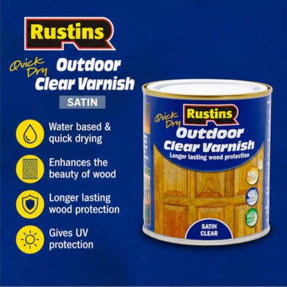 Rustins Quick Dry Outdoor Clear Satin Varnish 1L