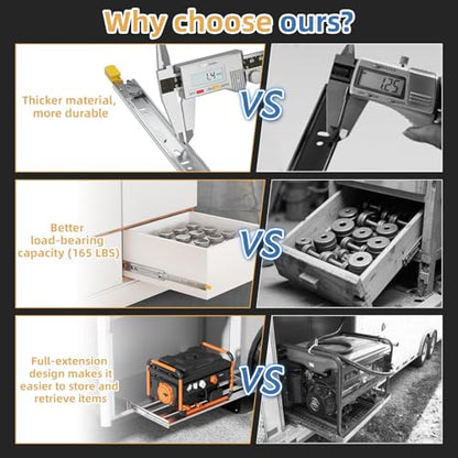 [165 LB Capacity] 1 Pair 22 Inch Heavy Duty Drawer Slides with Lock - size: 22 Inch, style: With Lock
