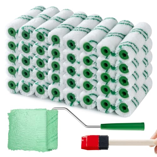 4 Inch Microfiber Paint Roller Kit, 42 Piece, 3/8" Nap - size: 4 Inch Microfiber Paint Roller Kit, 42 Pack